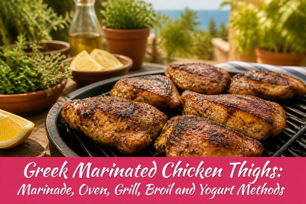 A bowl of green Greek chicken marinade with garlic and lemon juice.